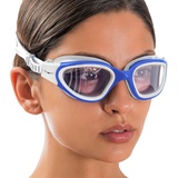 AqtivAqua Photokromatische Schwimmbrille Herren Damen Schwimmbrillen Erwachsene Kinder DX-H (Blau weiß, Fotochromatische)