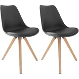 byLIVING Esszimmerstuhl 2er Set Kira/Kunstoff, Kunstleder in schwarz/Gestell Metall in Eiche-Optik foliert/Esszimmerstuhl/Wohnzimmerstuhl/bis 110 kg/B 48, H 86, T 55,5 cm