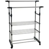 Estexo Kleiderständer 80-150x43x90-160 cm schwarz/silber