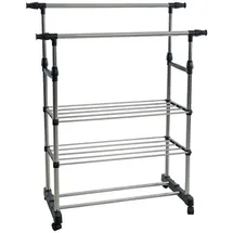 Estexo Kleiderständer 80-150x43x90-160 cm schwarz/silber