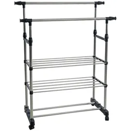 Estexo Kleiderständer 80-150x43x90-160 cm schwarz/silber