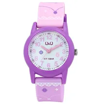 Q&Q VR99J006Y 10 Kunststoffgehäuse Rosa Silikonarmband Weiß