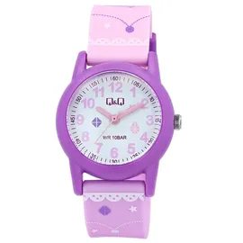 Q&Q VR99J006Y 10 Kunststoffgehäuse Rosa Silikonarmband Weiß