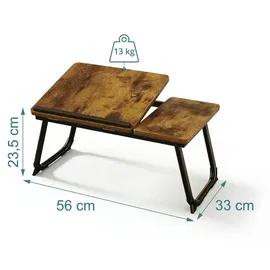 Relaxdays Laptoptisch für Bett & Couch, klappbarer Betttisch, höhenverstellbar, Betttablett, Metall, Dunkelbraun/schwarz
