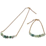 FIRETTI Ketten und Armband Set FIRETTI "Multipack Schmuck Geschenk Schmuckset Edelsteine", bunt (gelbgoldfarben, grün, blau, grün, blau), Schmuck_Sets, Damen, Edelstahl, Made in Germany - mit Glasstein