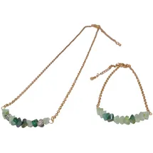 FIRETTI Ketten und Armband Set FIRETTI "Multipack Schmuck Geschenk Schmuckset Edelsteine", bunt (gelbgoldfarben, grün, blau, grün, blau), Schmuck_Sets, Damen, Edelstahl, Made in Germany - mit Glasstein