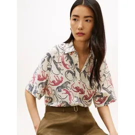 Tommy Hilfiger Kurzarmbluse TOMMY HILFIGER "ESS LINEN SHORT SLEEVE SHIRT", Damen, Gr.