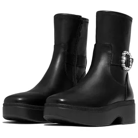 FitFlop Damen F-LUMA Kristallschnalle Leder kurze Stiefel Knöchel Schwarz Größe 41 EU, Schwarz, 42 EU