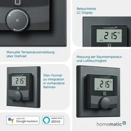 eQ-3 Homematic IP Wandthermostat mit Luftfeuchtigkeitssensor Anthrazit