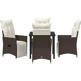 vidaXL Garten Essgruppe mit Kissen Braun Poly Rattan - Braun