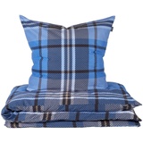 SCHIESSER Feinbiber Bettwäsche Set Borro aus weicher, wärmender Baumwolle, Farbe:Blau und Grau, Größe:135 cm x 200 cm