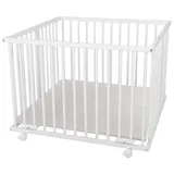 Waldin Laufstall Waldin Baby Laufgitter ca. 100x100 BUCHE MASSIV, höhen-verstellbar weiß