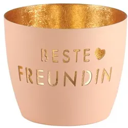 Madras Windlicht M Beste Freundin pastellorange/gold