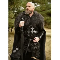 Battle Merchant Wikinger-Kostüm Wildleder Rock, Rüstung schwarz, „Vares“ schwarz M