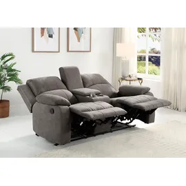 Atlantic Home Collection 2-Sitzer »Cicero« mit Relaxfunktion, Federkern und Getränkehalter, grau
