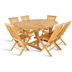 SAM® Gartenmöbel Set 7tlg Teak Gartentisch ausziehbar 120-170 cm BORNEO/MENORCA