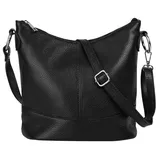 Cluty Umhängetasche echt Leder, Made in Italy, schwarz