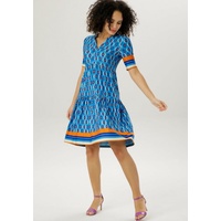 Aniston SELECTED Sommerkleid, Gr. 40 - N-Gr, blau-orange-weiß, , 31840463-40 N-Gr