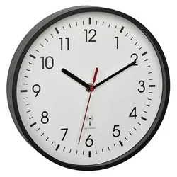 TFA Dostmann 60.3550.01, Wand, Analoge Uhr, Rund, Schwarz, Kunststoff, Glas