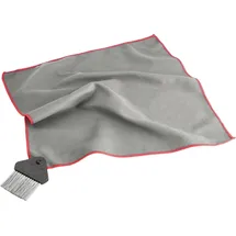Walser CarComfort Cockpit Reinigungstuch, Mikrofasertuch mit Bürste fürs Auto, Oberflächen-Reinigungstuch, Mikrofasertuch 40x40 cm Rot