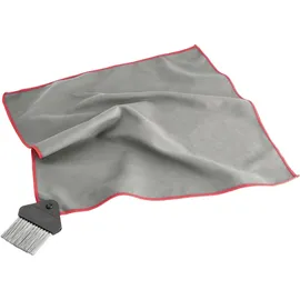 Walser CarComfort Cockpit Reinigungstuch, Mikrofasertuch mit Bürste fürs Auto, Oberflächen-Reinigungstuch, Mikrofasertuch 40x40 cm Rot