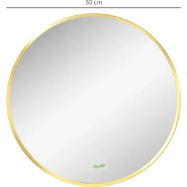 kleankin Badspiegel Ø50 cm Wandspiegel für Wohnzimmer, Schlafzimmer, Gold