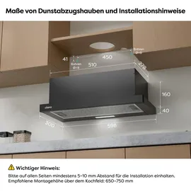 Ciarra VM6906DB Flachschirmhaube 60 cm Schwarz