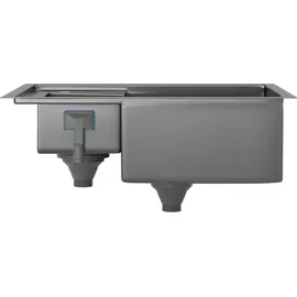 Klarstein – 1,5 Becken mit Ablage, Robuster 304 Edelstahl, Kratz- & Hitzebeständig, Leicht zu Reinigen, Inkl. Überlauf - Einbausatz... - Grau