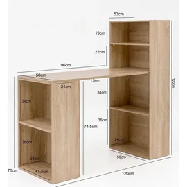 FineBuy Schreibtisch mit Regal 120x120x53 cm Holz Modern Bürotisch PC Tisch