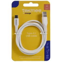 Ladekabel USB-A/USB-C, Nylon, weiß
