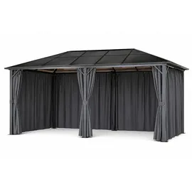 4iq group Hardtop Pavillon 3 x 6 m inkl. Vorhänge Braun