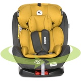 Lorelli Auto Kindersitz Lynx, mitwachsender Autositz mit Isofix - Gruppe 0+/1/2/3 (0-36 kg), Babysitz, 5-Punkt-Sicherheitsgurt, 360 drehbar, Einstellbare Kopfstütze, gelb