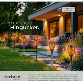 Tectake Solarleuchte Kunststoff 6er Set Dämmerungssensor schwarz