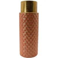 Dekohelden24 Hochwertige Metall Vase in Rosa und Gold, Bodenvase,