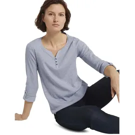 Tom Tailor Damen Henley Longsleeve mit Streifen aus Bio-Baumwolle, 26053 - Offwhite Navy Small Stripe, S