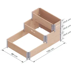 upyard Holz-Stufenbeet, Variante 2, ca. B120/H58,5/T80 cm, schwarz