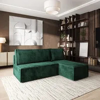 masseno Eckcouch Polyester mit Schlaffunktion L-Form 2-Sitzer Grün
