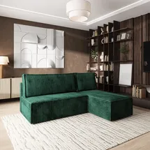 masseno Eckcouch Polyester mit Schlaffunktion L-Form 2-Sitzer Grün