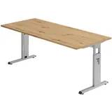 Hammerbacher OS 19 höhenverstellbarer Schreibtisch asteiche rechteckig, C-Fuß-Gestell silber 180,0 x 80,0 cm