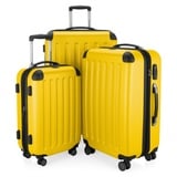 Hauptstadtkoffer - SPREE - 3er Trolley-Set Rollkoffer Reisekoffer, (S, M L) Koffer-Set, 4 Doppel-Rollen, , Gelb