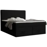 Deine Möbel 24 Boxspringbett Echtes Polsterbett Komplettbett Hotelbett BASIC DUO (Hellgrau Grau Beige Anthrazit Graphit Schwarz, 4-St., 2 Bonellfederkernmatratzen H3 + 1 Taschenfederkenmatratze H3), 140x200 160x200 180x200 180x200 200x200 inkl. Bettkasten schwarz