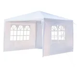 Rutaqian Tarp-Zelt Pavillon,Gartenpavillon 300x300cm mit 3 Seitenteilen, (wasserdicht, Metall Gestell, PE Plane,mit Fenster), für Garten und Camping, Gartenpavillon, Partyzelt, Event Shelter weiß