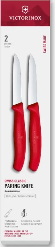 Swiss Classic, Gemüsemesser, 2-teilig, 8 cm, gerade, rot, Box