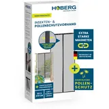 Hoberg Insekten- & Pollenschutzvorhang | Fliegengitter Tür mit XXL-Magnetbändern | Insektenschutz für Balkontür | Pollenschutzgitter – ideal auch als Fliegenvorhang | 90 x 210 cm