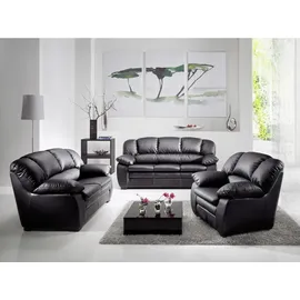 Mivano 2-Sitzer Sofa Casino, Bequeme Ledercouch mit moderner Kontrastnaht, 159 x 88 x 92, Kunstleder Schwarz,