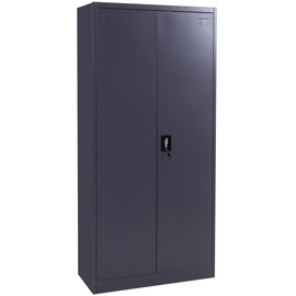 Mendler Aktenschrank HWC-H17, Stahlschrank Büroschrank Schrank, 2 Türen abschließbar Metall ~ 185x90x40cm dunkelgrau