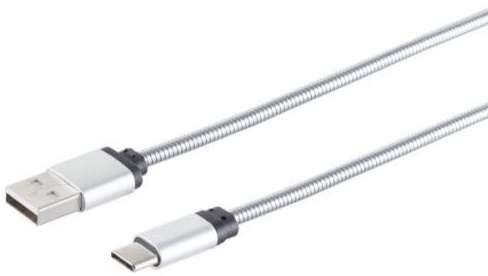 AC-Sat-Corner Ladekabel für Samsung/Huawei Handy USB Typ C Schnell Datenkabel Schnellladekabel Silber 1 Meter