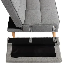 Mendler Schlafsofa HWC-K18 mit Ottomane, Couch Sofa Gästebett, Schlaffunktion 218x175cm Stoff/Textil hellgrau ~ Grau