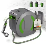 Dönges novaterra® Elektrische Schlauchtrommel 30m – Automatische akkubetriebene Gartenschlauchtrommel mit elektrischem Einzug, wetterfeste Schlauchbox für Garten & Terrasse, Akku Schlauchaufroller