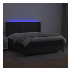 vidaXL Boxspringbett mit Matratze & LED Schwarz 160x200 cm Kunstleder